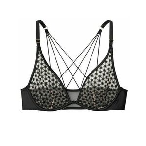 Victoria's Secret Black Starburst Embroidered Bra